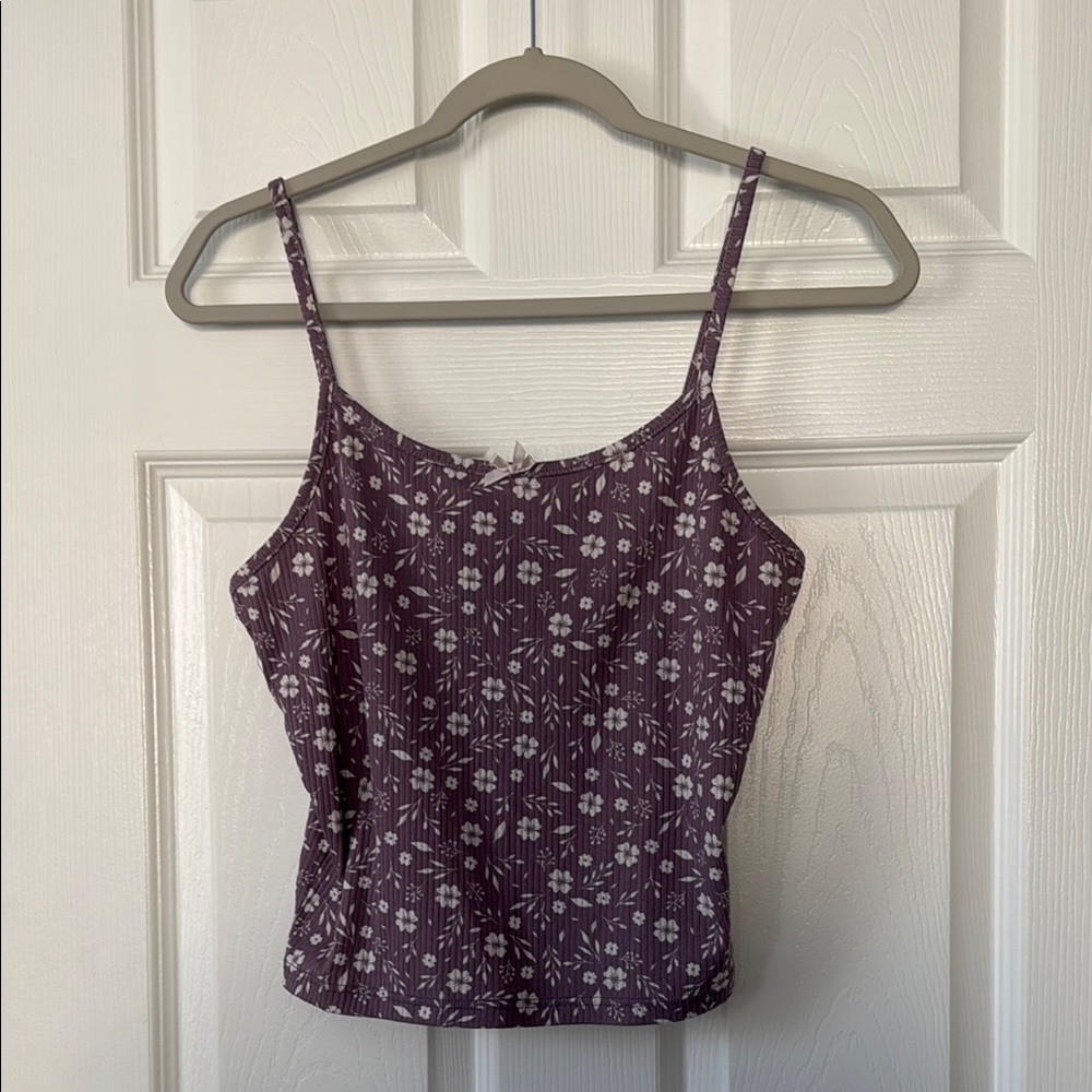 Wild Love Floral Purple Spaghetti Strap Top